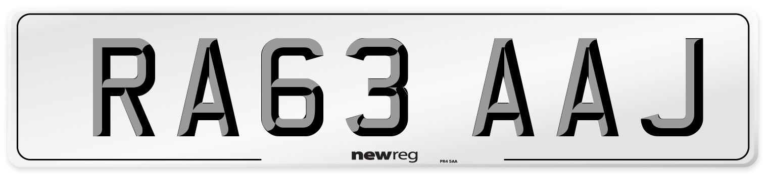 RA63 AAJ Number Plate from New Reg
